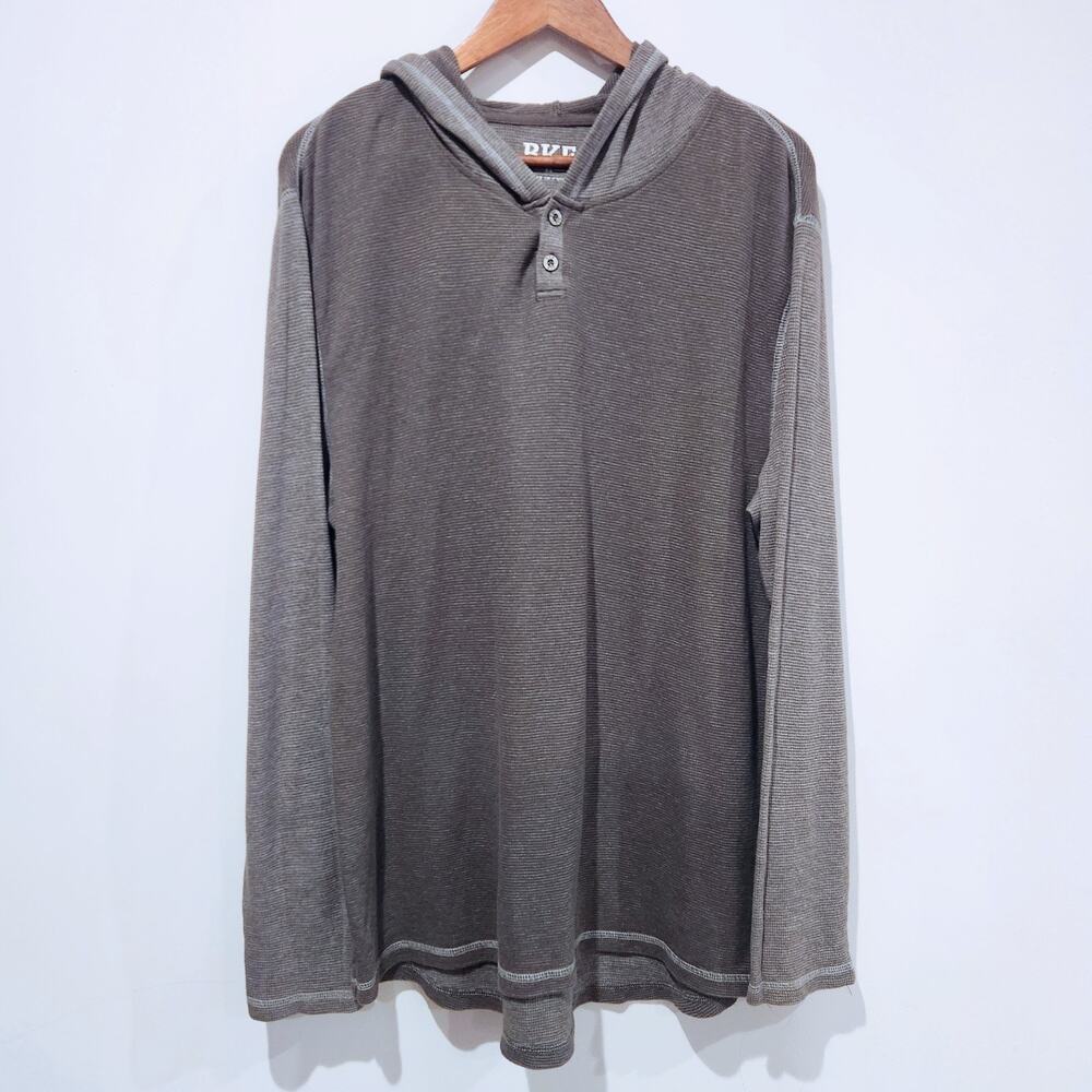 BKE Mens Gray Thermal Hooded Shirt Size XL Streetwear Casual Skater Loungewear